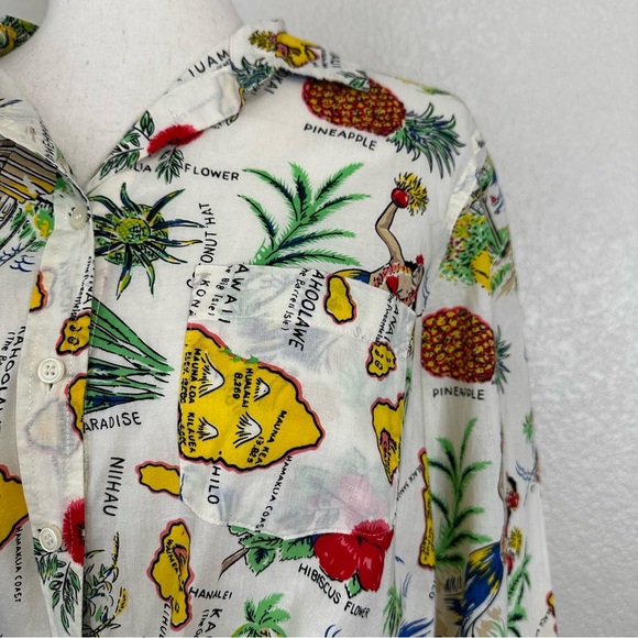J. Crew Hawaiian 100% Cotton Button Down Long Sleeves Shirt, Sz Medium - Picture 4 of 12